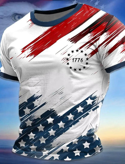 American Flag Street Style Men's 3D Print T shirt Tee Street American Independence Day T shirt crew neck Short Sleeve Summer - Empire P.E