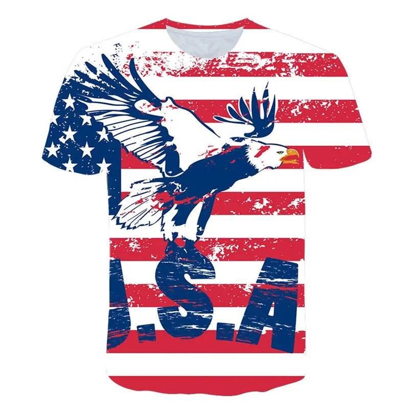 New USA Flag T-Shirt Men Women Stripes And Stars Pattern 3D Printed T Shirts Eagle American Flag Men's T-Shirts Summer Tops Tees - Empire P.E