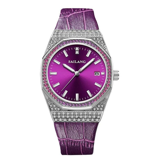 New Style Violet High-End Ladies Wrist Watch Luxury Diamond Waterproof - Empire P.E