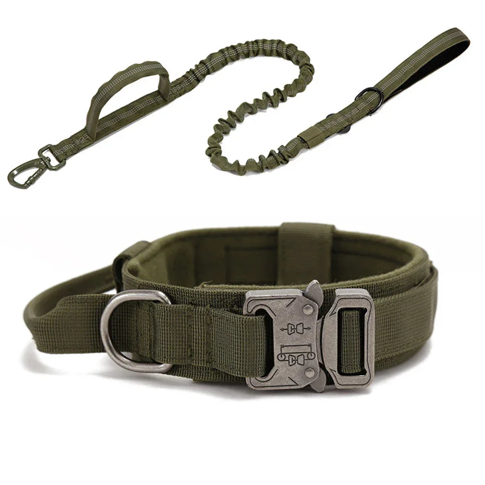 Pet Dog Collar Leash Set Nylon Material Durable Dog Collar Reflective Leash Pet Tactical Training Dog Collar Large Dog Leash Set - Empire P.E