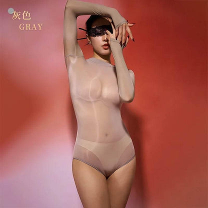 Sexy Women Oil Glossy Shiny High Cut Bodysuit - Empire P.E