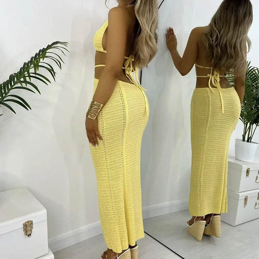 New Style Hollow Out Backless Tie Up Dress - Empire P.E