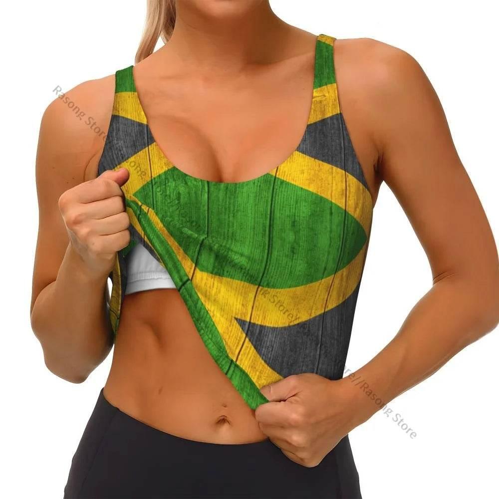 Sports Bra Women Running Yoga Clothes Vest Jamaica Kingdom Flag Gathering Fitness Vest - Empire P.E