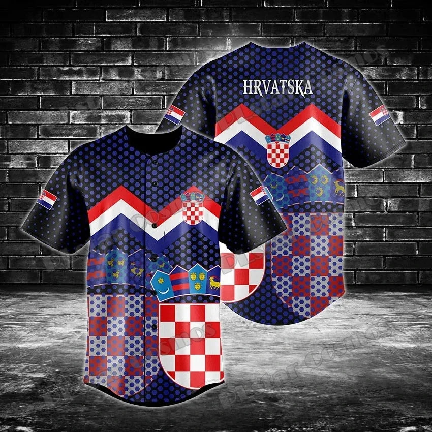 Argentina/Panama/Scotland Flag & Coat Of Arms 3D Printed Fashion Men's Baseball Shirt Street Unisex Adult Baseball Jersey KZ07 - Empire P.E