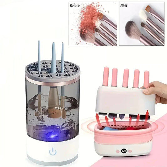2pcs Electric Makeup Brush Cleaner and Dryer Machine Set