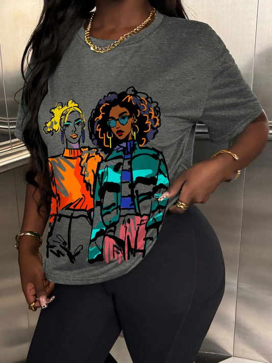 Summer Women's T-shirt With Q-neck Loose