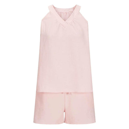 Women'S Summer Casual Suit New Urban Casual Women'S Solid Color Sleeveless Vest Elastic Shorts Home Clothes Two-Piece Set - Empire P.E