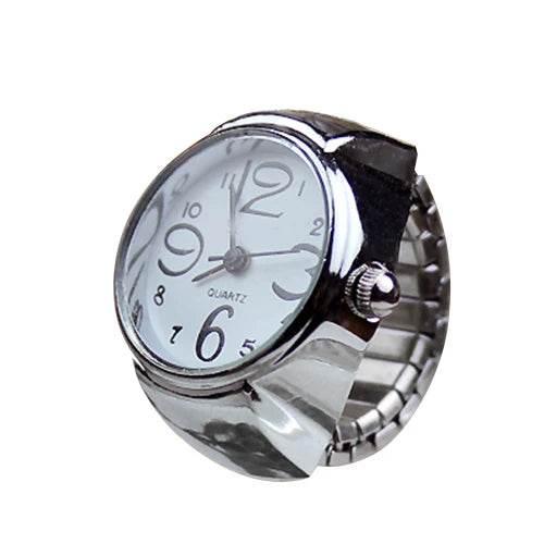Vintage Punk Finger Watch Mini Elastic Strap Alloy Watches Couple Rings Jewelry Clock Retro Roman Quartz Watch Rings Women Men - Empire P.E