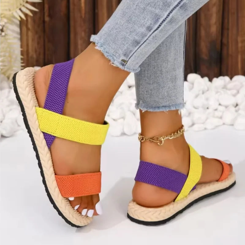 Ladies Leopard Print Flat Sandals