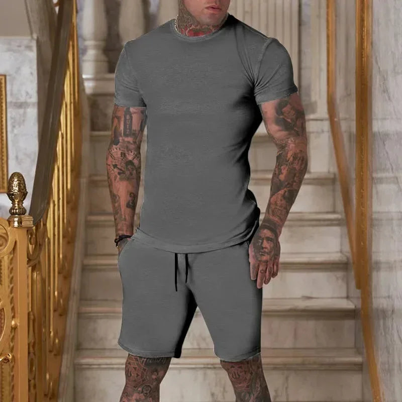 summer outdoor sports suit men's  two-piece set tracksuit