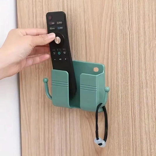 1pc Adhesive Wall Mount Phone Holder With Hooks, Storage Box ForMobile Phone Remote Control, Storage Box For Bedroom, Kitchen,Ba - Empire P.E