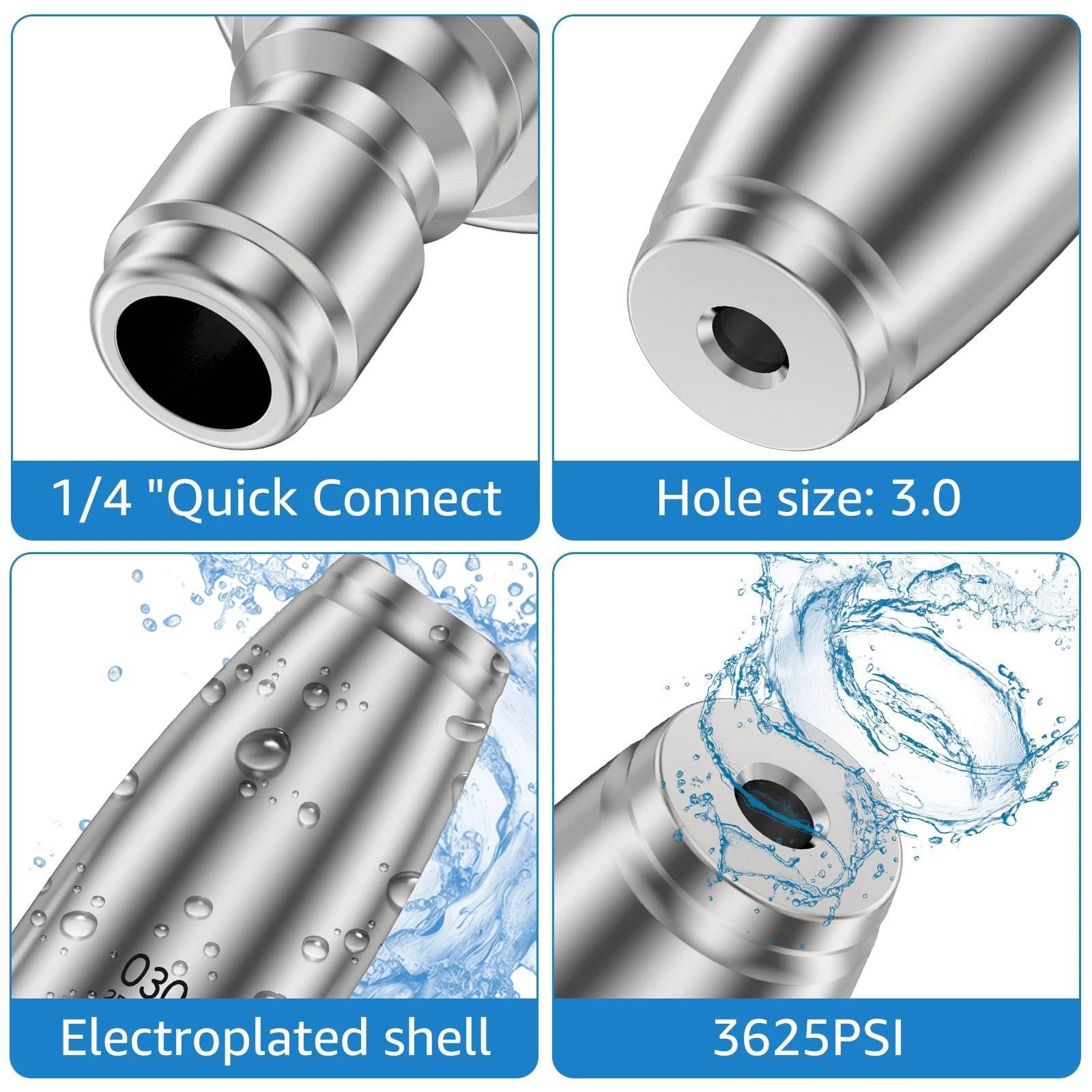 Pressure Washer Tips Turbo Nozzle With 1/4'' Quick Connect 360°Rotating Power Washer Nozzles 5000 PSI Spray Nozzle for Driveway - Empire P.E