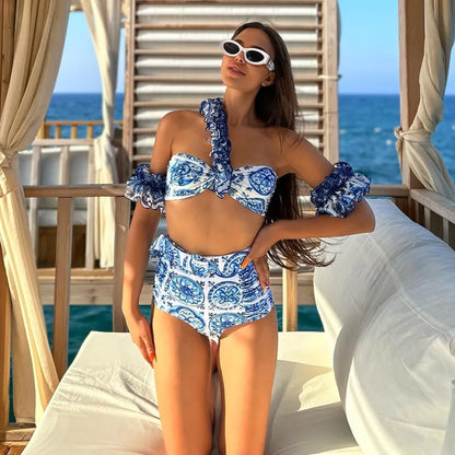 2025 Sexy Double Ruffle Bikinis Women Swimsuit