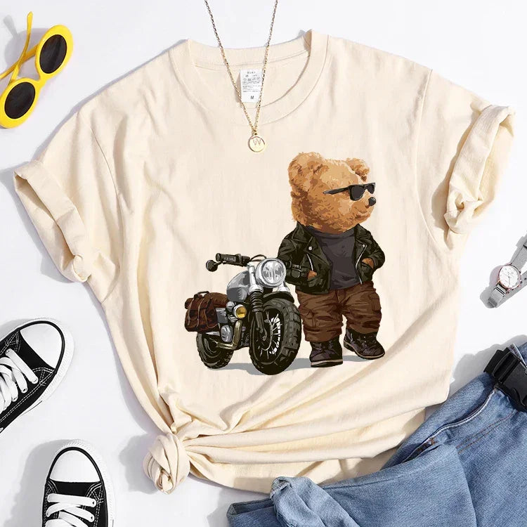 Motorcycle Teddy Bear Wearing Sunglasses Tshirt - Empire P.E
