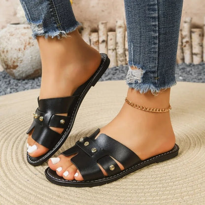 Summer New Women's Flat Bottomed Open Toed Slippers