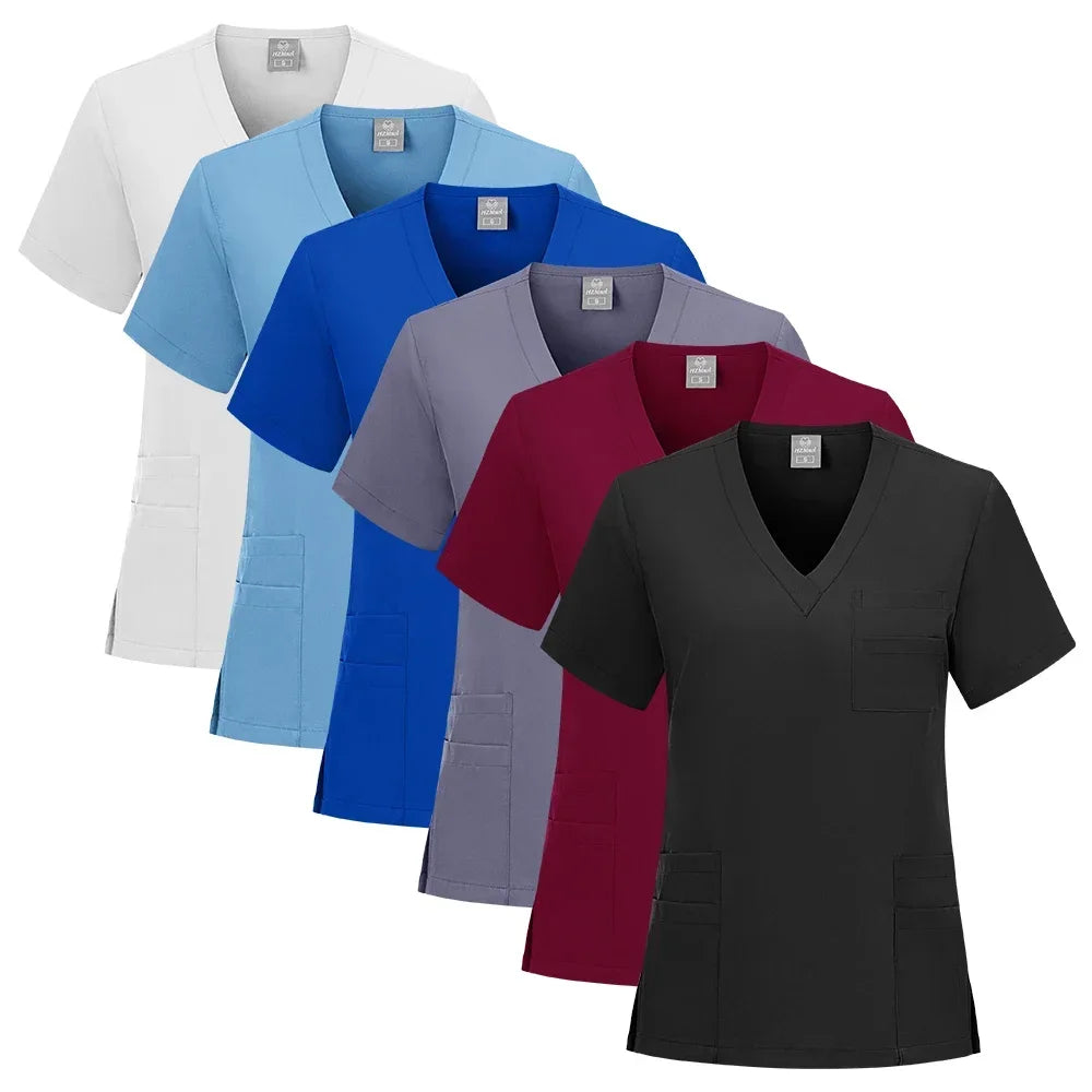 New Nurse Uniforms Elatic Solid Tops Pants Scrub - Empire P.E
