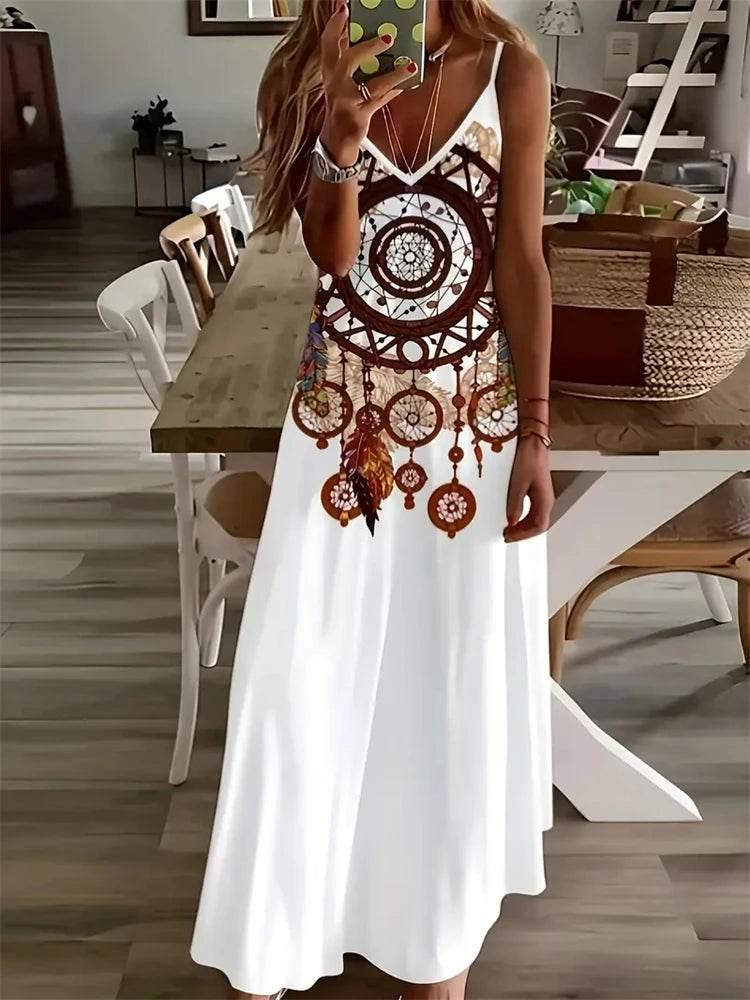 Sleeveless Vest Dress 2024 Summer V-Neck Ladies Loose Halter Dress - Empire P.E