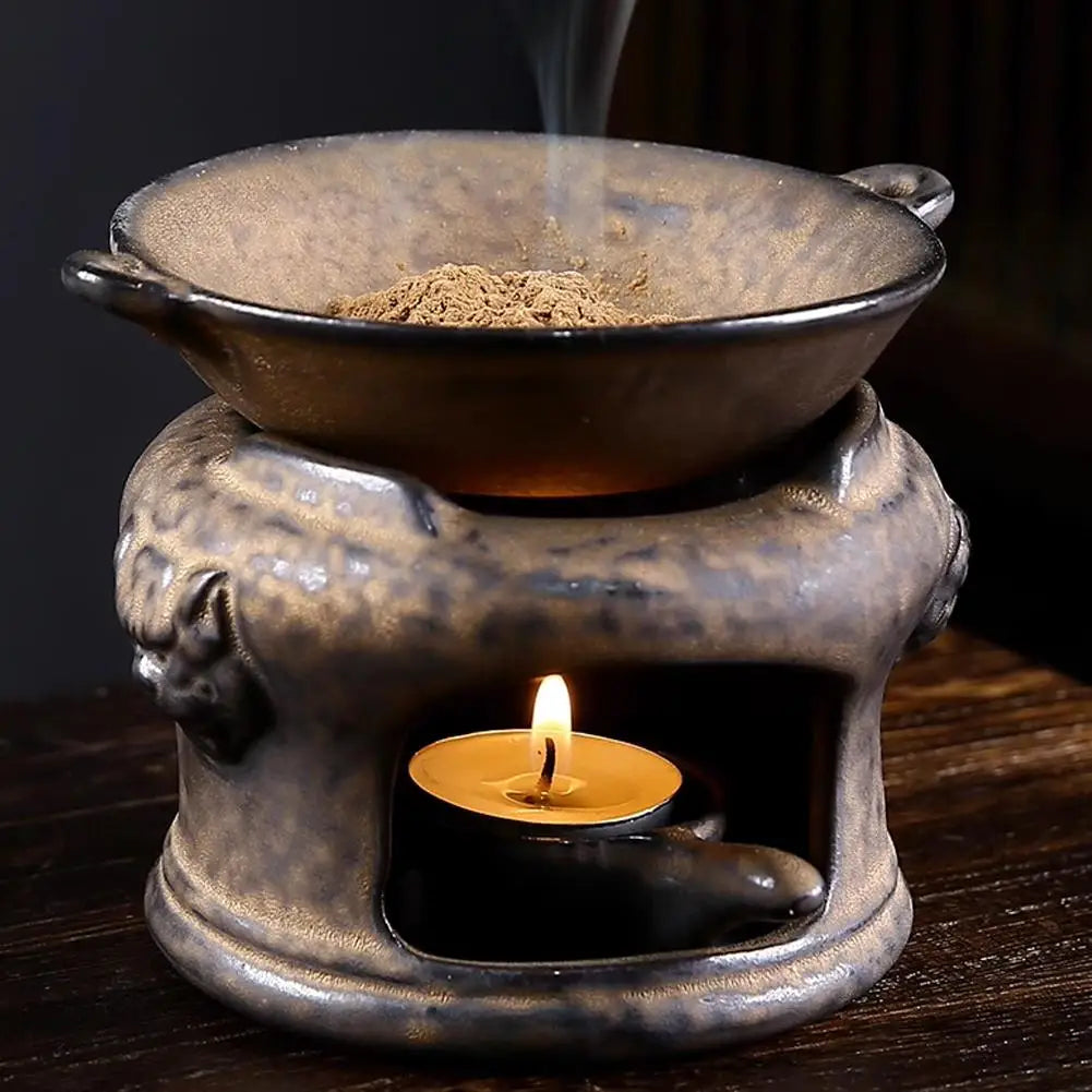 Aromatherapy Aroma Burner 3 In 1 Coarse Pottery Tea Warmer