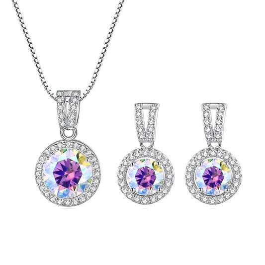 2ct total Moissanite Jewelry Set Sterling Silver 925 Necklace Earrings - Empire P.E