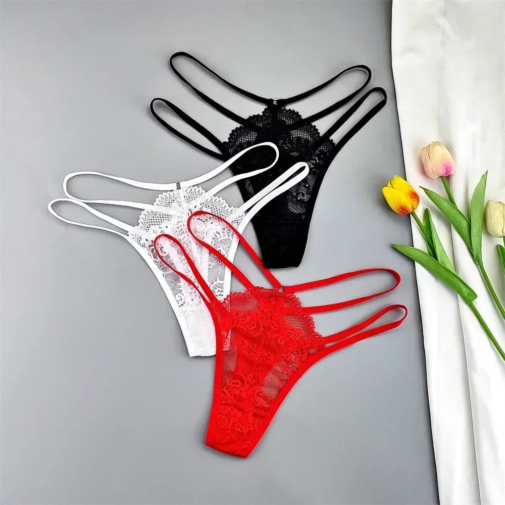 3 Pcs Lace Thin Strap Thong Women Low Waist - Empire P.E