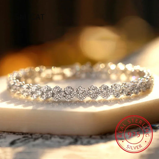 14K White Gold Roman Lab Moissanite Diamond Bracelet - Empire P.E