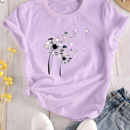 2024 New Women's Flower Print Party T-shirt