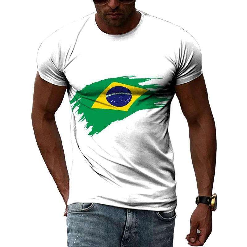 Brazilian Flag 3D Print T-shirts Summer Men Woman Short Sleeve Casual Tees Fashion Streetwear Harajuku T Shirt Kid Tops Clothing - Empire P.E