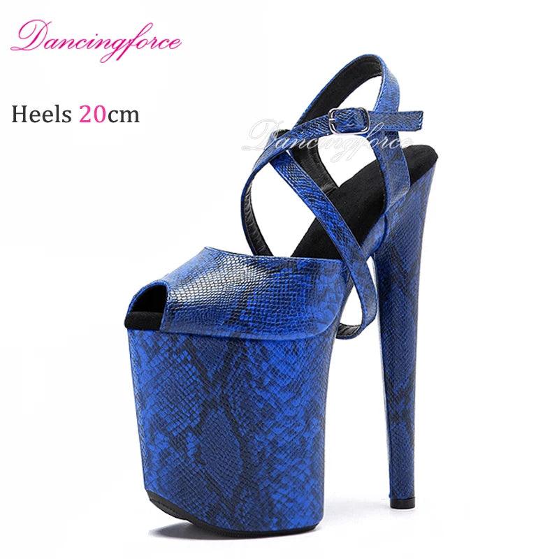 20CM/8inches Snake Print Stripper Pole Dance Shoes - Empire P.E