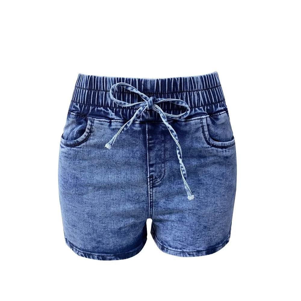 Women Summer Denim Shorts Ladies Elastic Waist Bandage Jeans Skinny Short Pants Feminina - Empire P.E