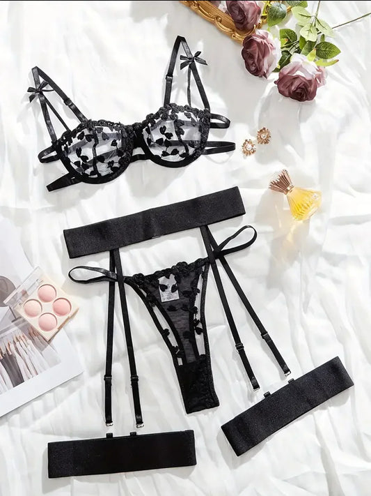 Fashion Sexy Lingerie Erotic Bra Set Panties Steel Ring - Empire P.E