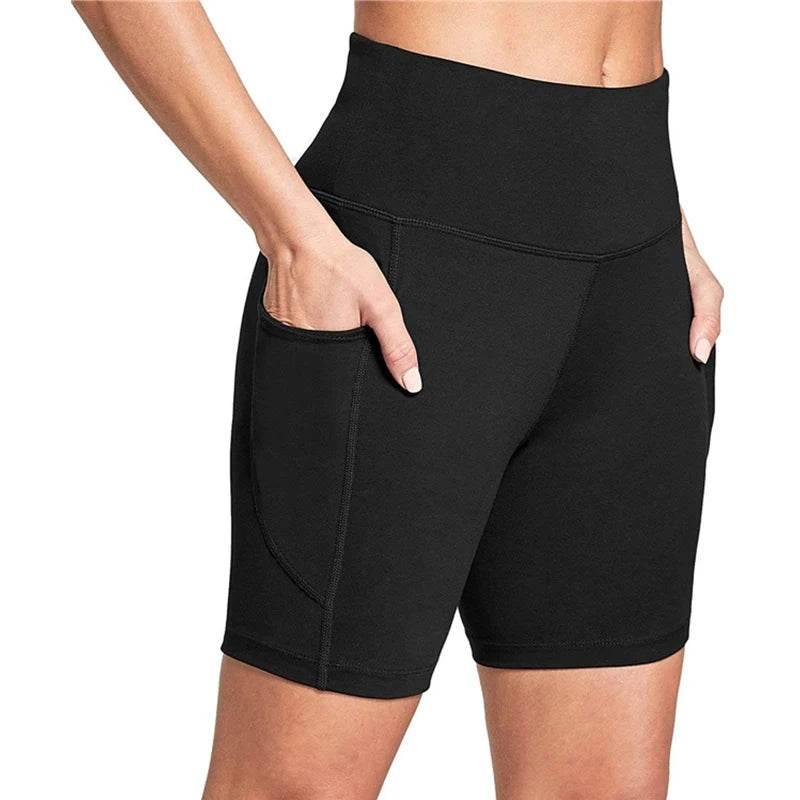 Leggings Women High Waist Yoga Sport Shorts Biker Shorts Women Sports Leggings For Fitness Cross Waist Pocket Yoga Pant - Empire P.E
