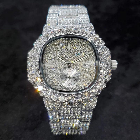 Luxury Diamond Watch Men Hip Hop Street Style Date Display Quartz Timepiece Iced Out Party Jewelry Wristwatch Hot Sale Product - Empire P.E