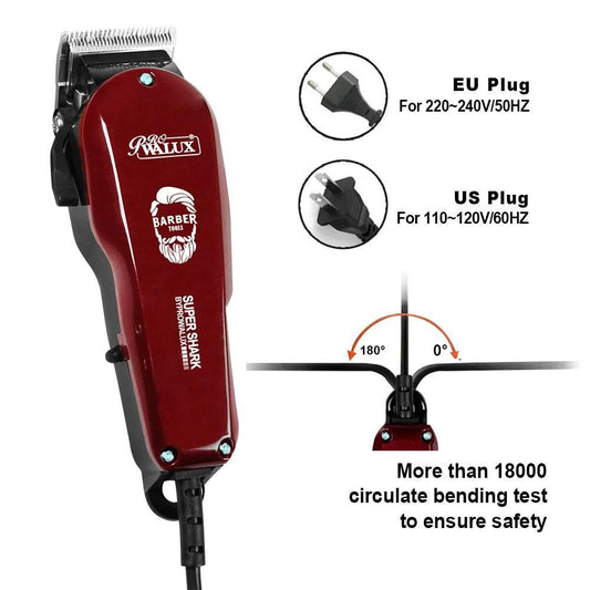 WALUX Professional AC220-240V Hair Clipper 10W Powerful Hair Trimmer Home Man Shaver 2M Cable Hair Cutting Machine 8 Guard Combs - Empire P.E