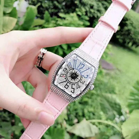 The Tonneau Minimalist Waterproof Women Ultra Thin Watches Leather Band Fashion Diamond-encrusted Quartz Watch Relogio Feminina - Empire P.E