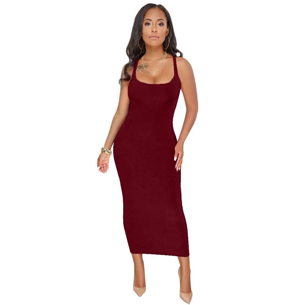 Summer Casual Sexy Square Neck Sleeveless Women's Dress - Empire P.E