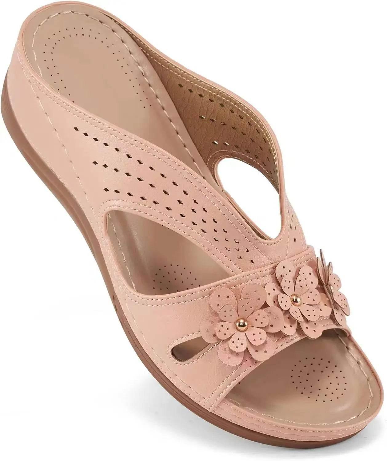 New Women's Slippers Casual Flower Hollow Wedge - Empire P.E