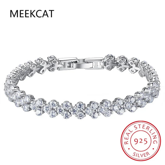 14K White Gold Roman Lab Moissanite Diamond Bracelet - Empire P.E