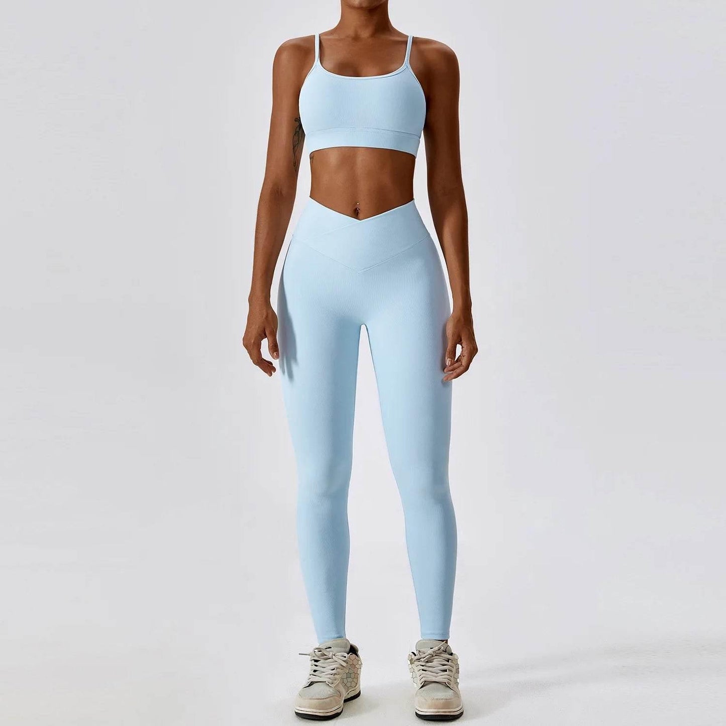 2PCS Seamless Yoga Set Gym Clothes Sportswear Yoga Suits For Women Fitness Rib Tracksuits Sports Bra Gym Leggings Sports Suits - Empire P.E