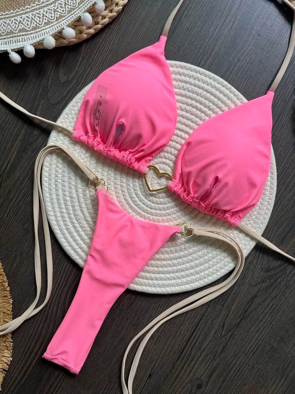 RUOTONSEPT Sexy Halter Solid color Bikini Set Women's Swimsuit Two-piece Triangle Thong Swimwear Bathing Suit Brazilian Biquinis - Empire P.E