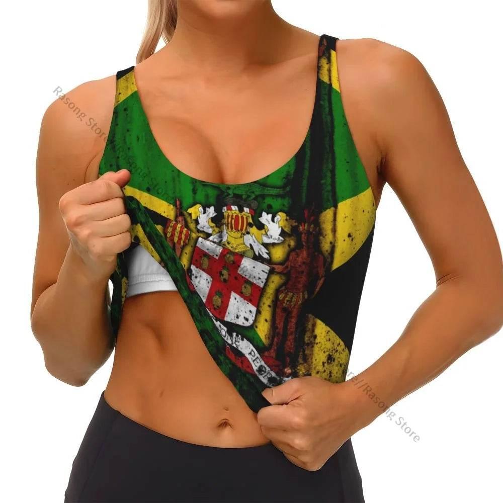 Sports Bra Women Running Yoga Clothes Vest Jamaica Kingdom Flag Gathering Fitness Vest - Empire P.E