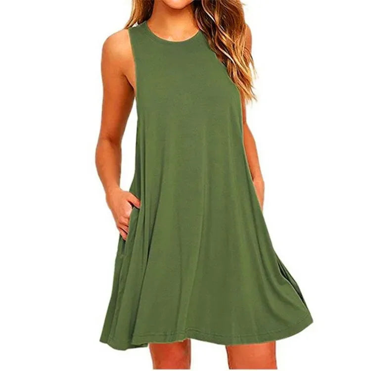 Women's Summer Casual Swing T-Shirt Dresses - Empire P.E