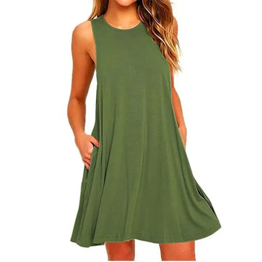 Women's Summer Casual Swing T-Shirt Dresses - Empire P.E
