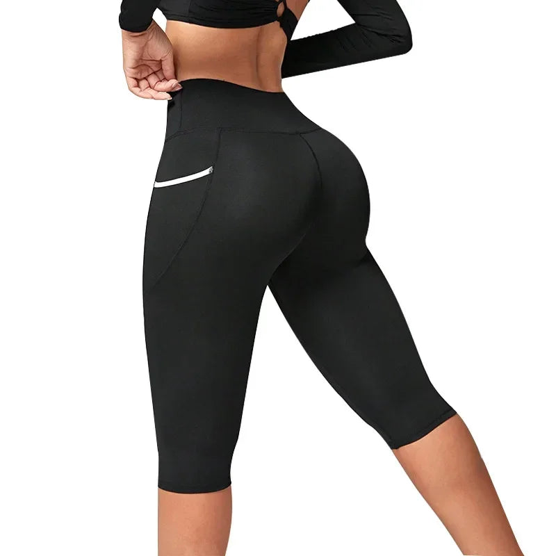 High Waist Yoga Pants Capri Leggings with Pockets for Women Tummy Control Workout Capri Leggings for Women - Empire P.E