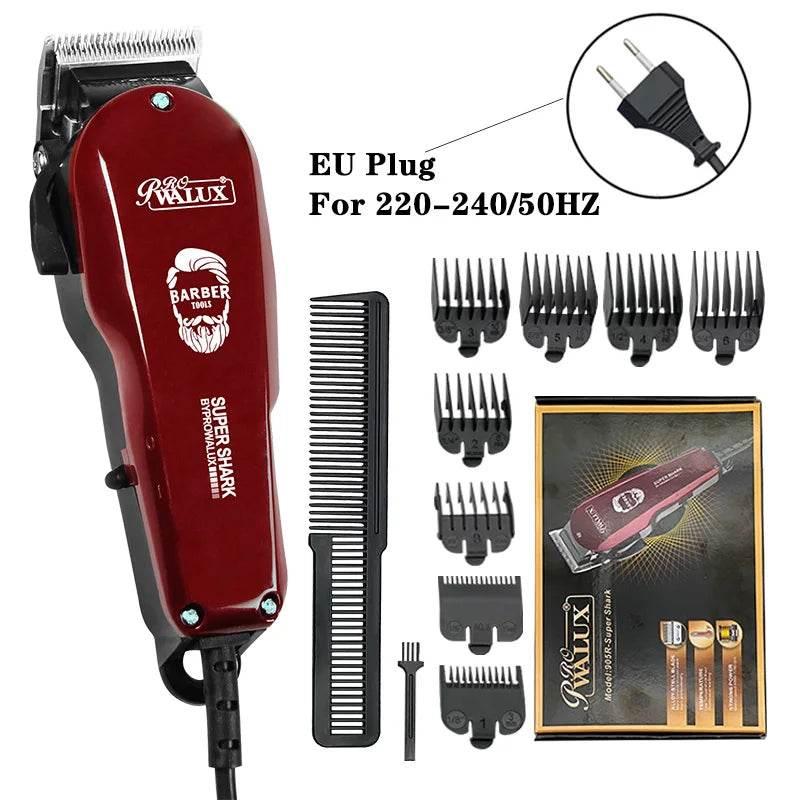 WALUX Professional AC220-240V Hair Clipper 10W Powerful Hair Trimmer Home Man Shaver 2M Cable Hair Cutting Machine 8 Guard Combs - Empire P.E