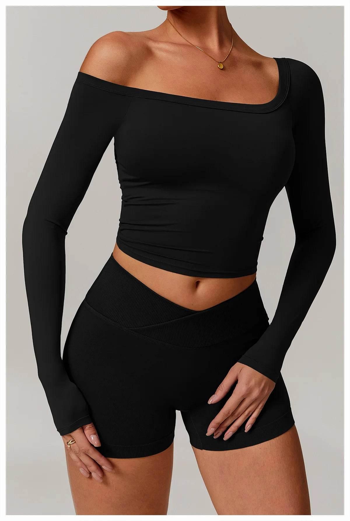 Women Yoga Shirts Crop Tops Long Sleeves Shirts for Women Yoga Sports Fitness Gym Clothing Running Workout Tops Sports Shirts - Empire P.E