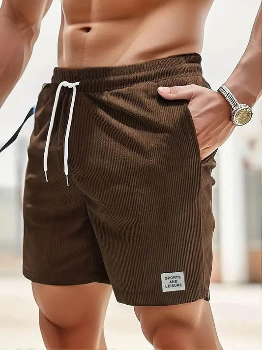 Men's new solid colour lace-up sweatpants shorts - Empire P.E