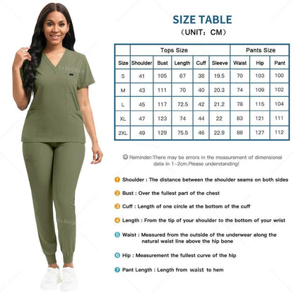 Stretch Scrubs Women Set Uniforms Scrubs Top+ Jogger Pants - Empire P.E