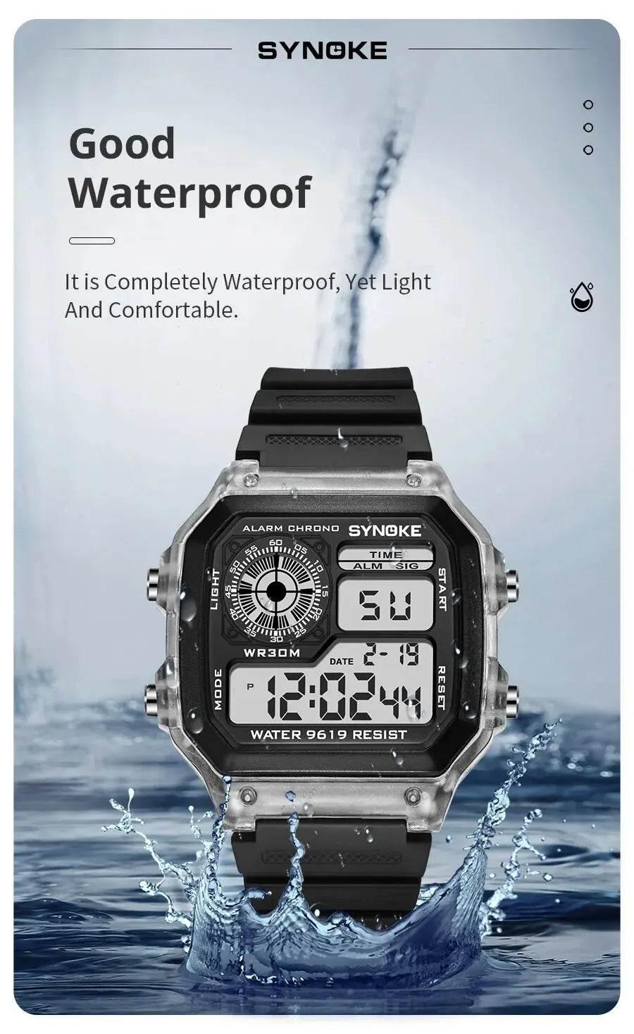 SYNOKE Digital Watches Men Sports Luminous Multifunction Waterproof Women Wristwatch Outdoor and Running Student Seven Lights - Empire P.E