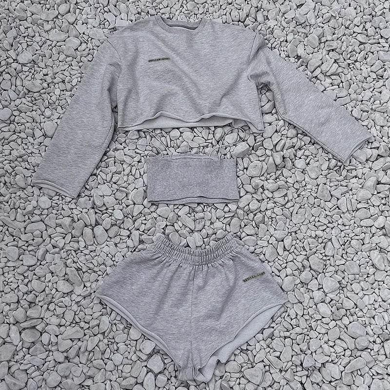 2025 New Sport Wear High Street Track Suits Sweatshirt Shorts Sets New Matching Sets 3 Pieces Set Women's Suits - Empire P.E