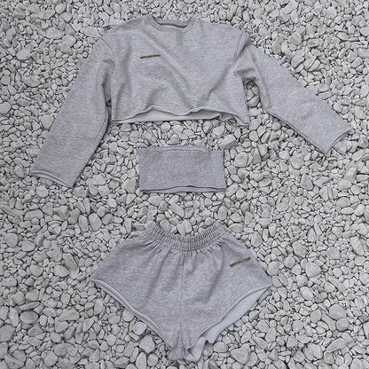 2025 New Sport Wear High Street Track Suits Sweatshirt Shorts Sets New Matching Sets 3 Pieces Set Women's Suits - Empire P.E